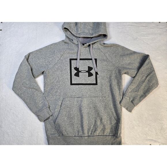 Mens UNDER ARMOUR Rival Fleece Big Logo Hoodie Sweatshirt Small Gray - Picture 1 of 5